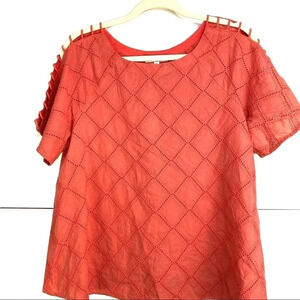 Madewell coral eyelet boxy top M